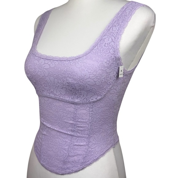 NWT PiNK Victoria’s Secret The Cinched Corset Lavender Lace Bralette Tank Top - Picture 2 of 12
